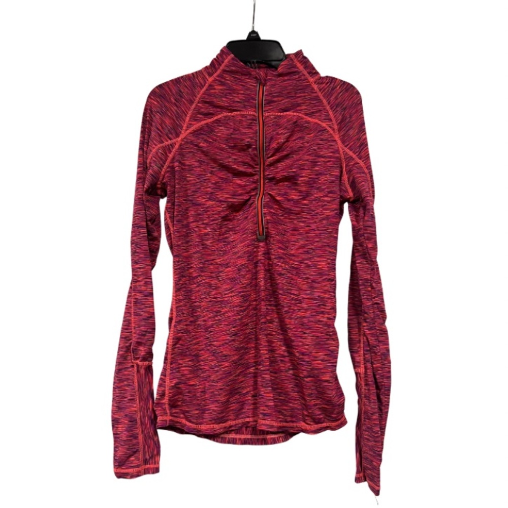 Athleta Mendoza 1/2 Zip Pullover in Red/Orange Space Dye